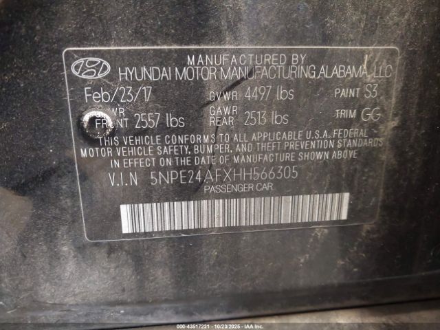 2017 HYUNDAI SONATA 5NPE24AFXHH566305 Photo 8