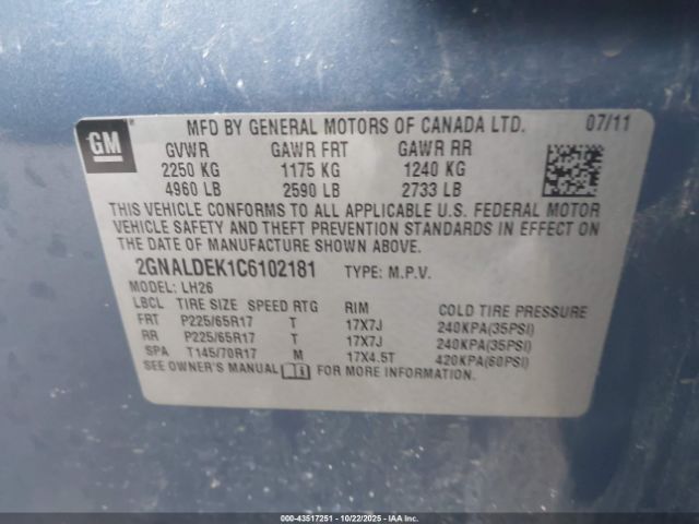2012 CHEVROLET EQUINOX 2GNALDEK1C6102181 Photo 8