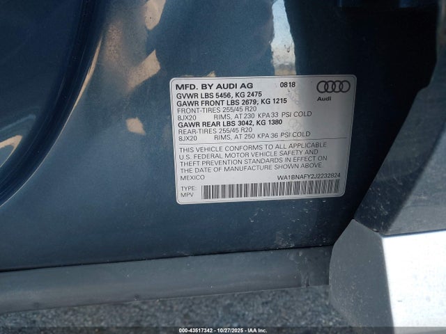 2018 AUDI Q5 WA1BNAFY2J2232824 Photo 8