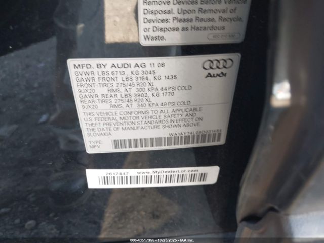 2009 AUDI Q7 WA1AY74L09D031484 Photo 8