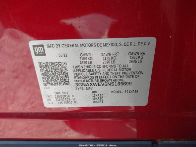 2022 CHEVROLET EQUINOX 3GNAXWEV6NS185699 Photo 8