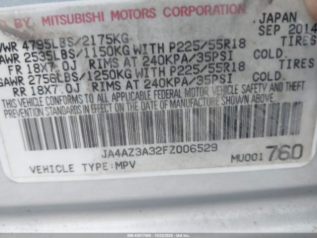 2015 MITSUBISHI OUTLANDER JA4AZ3A32FZ006529 Photo 8