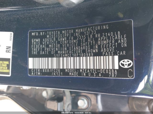 2024 TOYOTA COROLLA 5YFS4MCE1RP180989 Photo 8