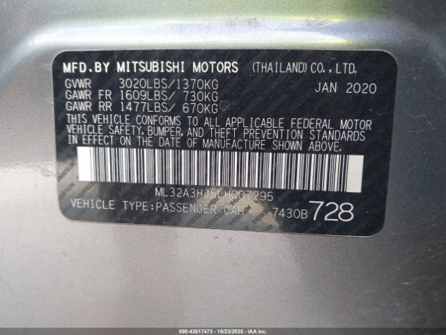 2020 MITSUBISHI MIRAGE ML32A3HJ5LH007295 Photo 8