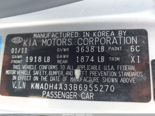 2011 KIA RIO KNADH4A33B6955270 Photo 8