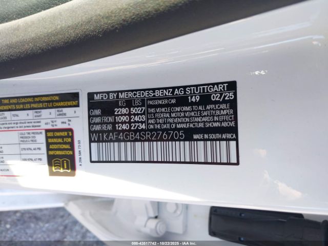 2025 MERCEDES-BENZ C 300 W1KAF4GB4SR276705 Photo 8