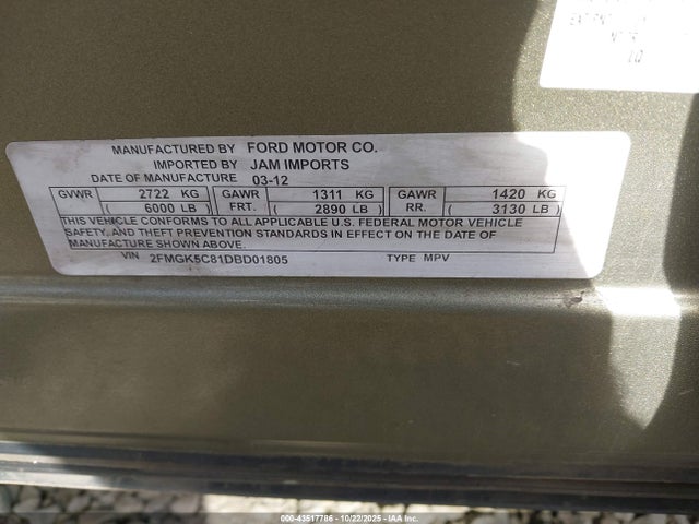 2013 FORD FLEX 2FMGK5C81DBD01805 Photo 8