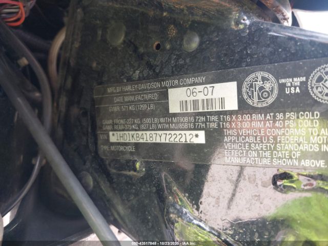 2007 HARLEY-DAVIDSON FLHX 1HD1KB4187Y722212 Photo 9