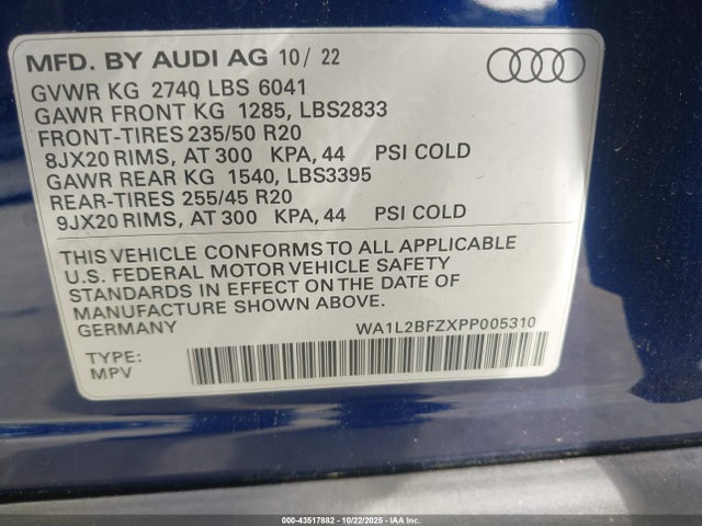 2023 AUDI Q4 E-TRON WA1L2BFZXPP005310 Photo 8