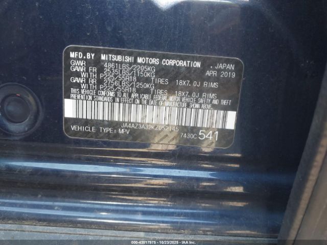 2019 MITSUBISHI OUTLANDER JA4AZ3A32KZ052145 Photo 8