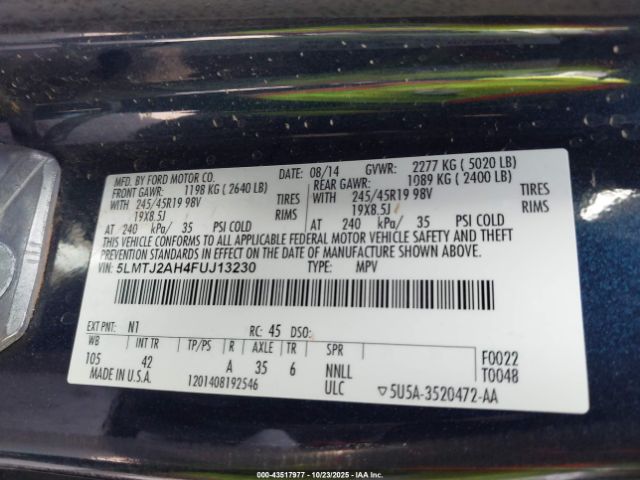 2015 LINCOLN MKC 5LMTJ2AH4FUJ13230 Photo 8