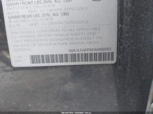 2015 AUDI Q5 WA1LFAFPXFA088882 Photo 8