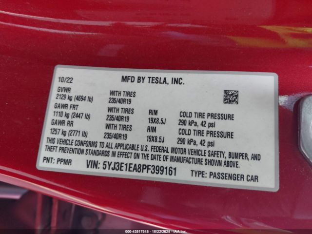 2023 TESLA MODEL 3 5YJ3E1EA8PF399161 Photo 8