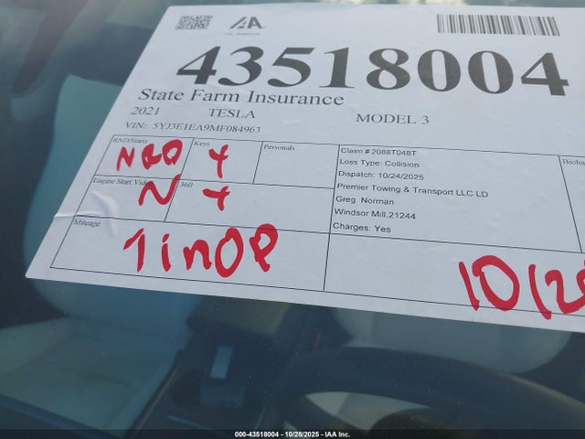 2021 TESLA MODEL 3 5YJ3E1EA9MF084963 Photo 6