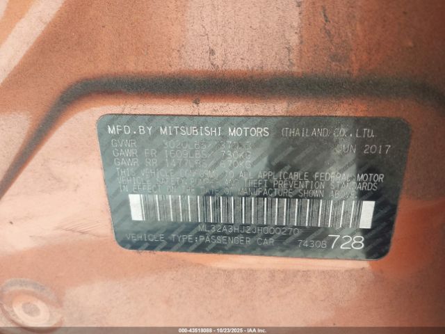 2018 MITSUBISHI MIRAGE ML32A3HJ2JH000270 Photo 8