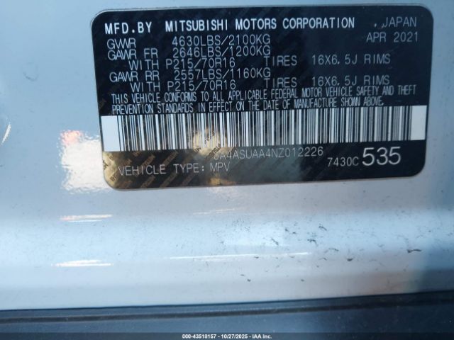 2022 MITSUBISHI ECLIPSE CROSS JA4ASUAA4NZ012226 Photo 8