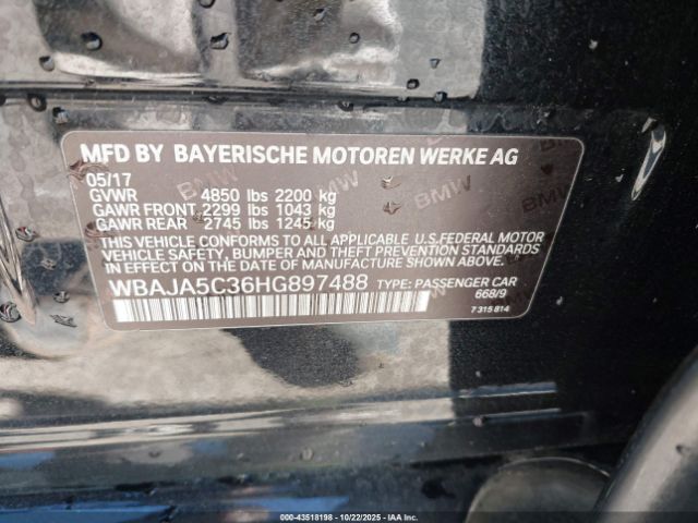 2017 BMW 530I WBAJA5C36HG897488 Photo 8