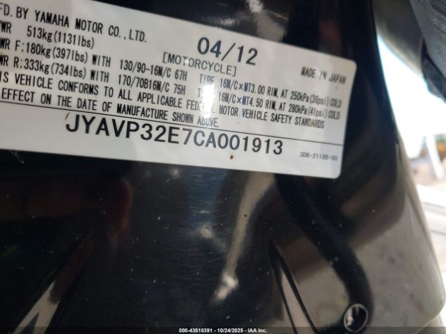 2012 YAMAHA XVS1300 JYAVP32E7CA001913 Photo 9