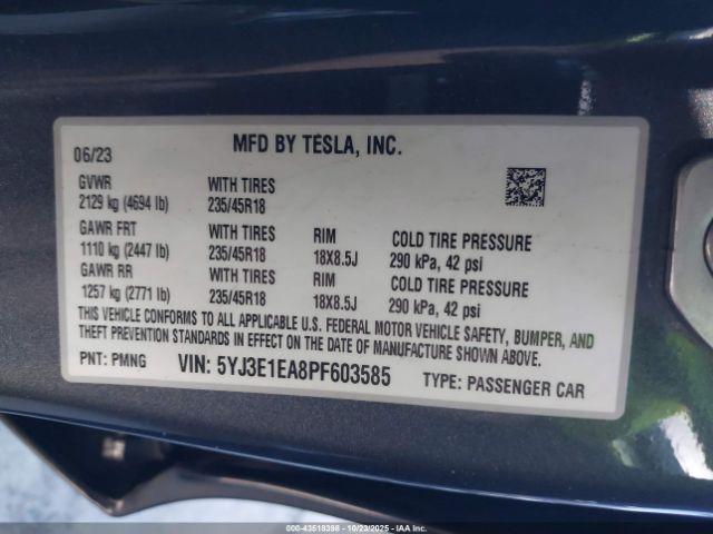 2023 TESLA MODEL 3 5YJ3E1EA8PF603585 Photo 8