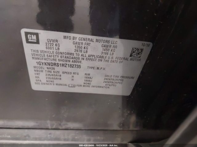 2017 CADILLAC XT5 1GYKNDRS1HZ182735 Photo 8