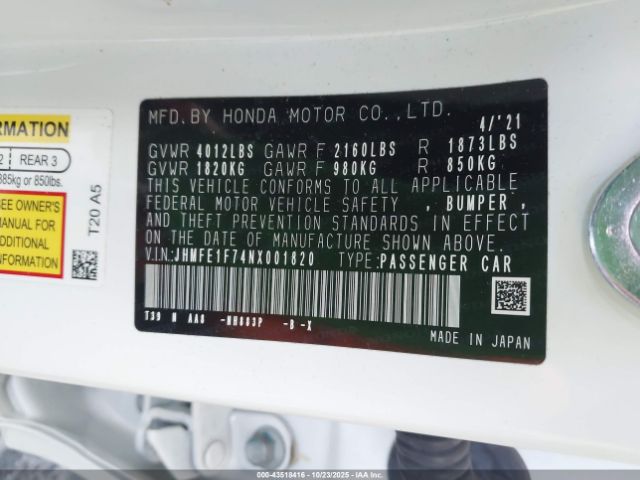 2022 HONDA CIVIC JHMFE1F74NX001820 Photo 8