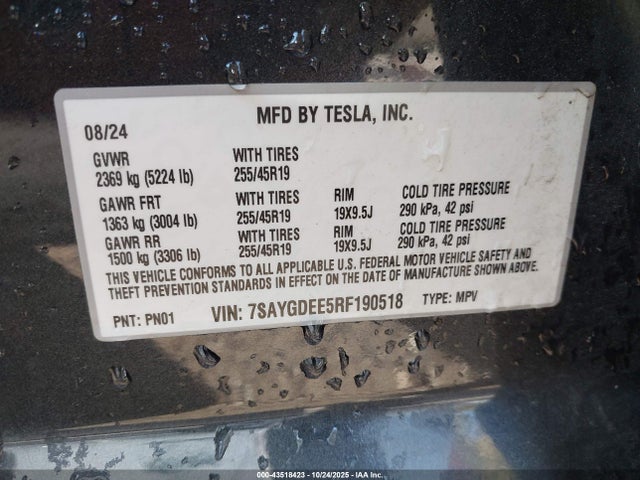 2024 TESLA MODEL Y 7SAYGDEE5RF190518 Photo 8