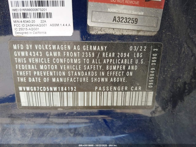 2022 VOLKSWAGEN GOLF GTI WVWG87CD5NW184192 Photo 8