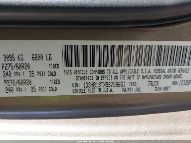 2009 DODGE RAM 1500 1D3HB13TX9S759661 Photo 8