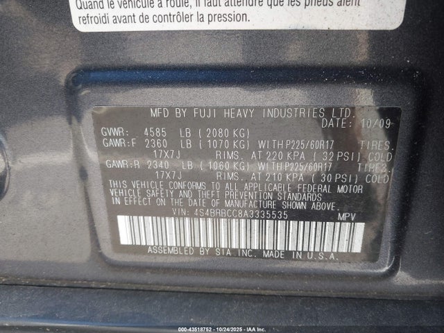 2010 SUBARU OUTBACK 4S4BRBCC8A3335535 Photo 8
