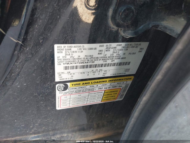 1FMJK1KT6MEA41720 Ford Expedition Limited Max