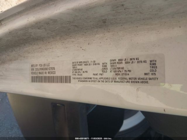 2022 RAM PROMASTER 1500 3C6LRVNG6NE127976 Photo 8