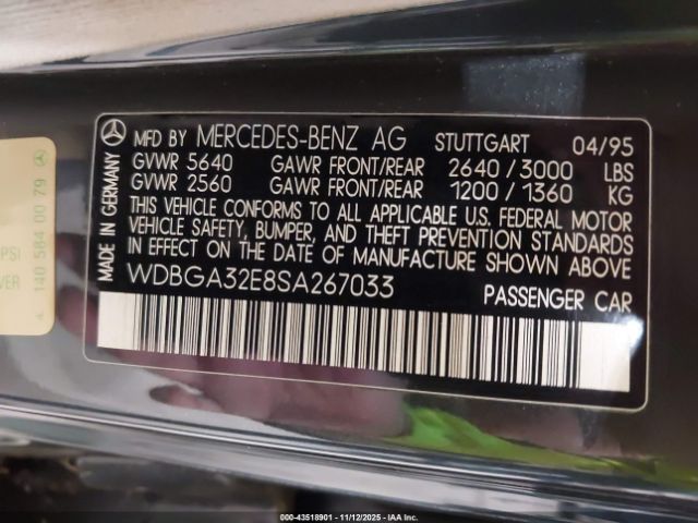 1995 MERCEDES-BENZ S WDBGA32E8SA267033 Photo 8