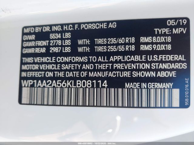 2019 PORSCHE MACAN WP1AA2A56KLB08114 Photo 8