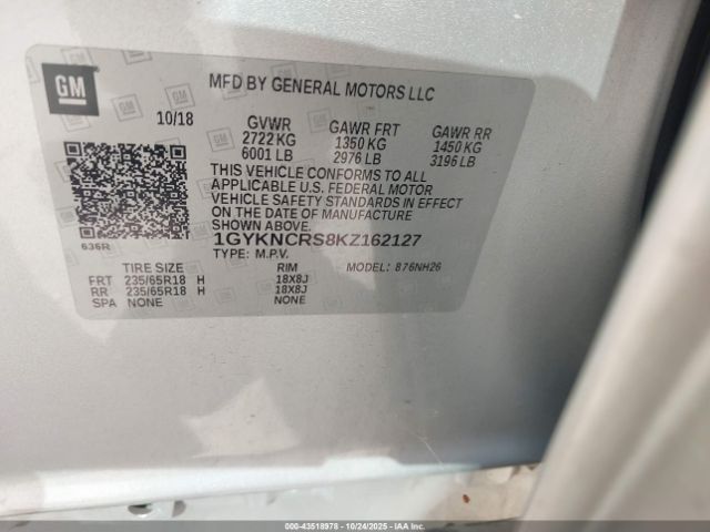 2019 CADILLAC XT5 1GYKNCRS8KZ162127 Photo 8