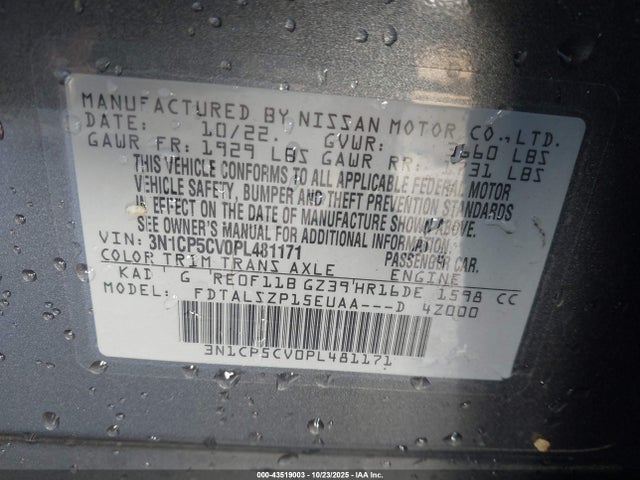 Nissan Kicks Sv Xtronic Cvt 2023 3N1CP5CV0PL481171 Image 9