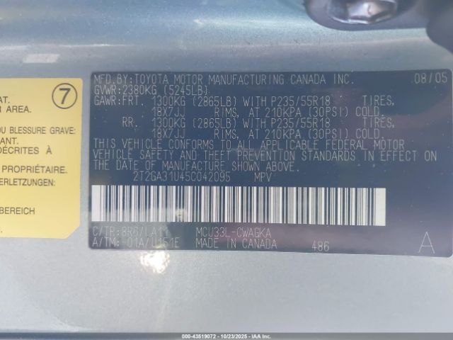 2005 LEXUS RX 330 2T2GA31U45C042095 Photo 8