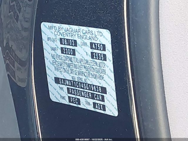 2004 JAGUAR XJ SAJWA71C94SG19638 Photo 8