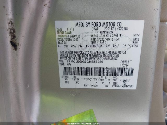 2012 FORD ESCAPE 1FMCU0DG7CKB53259 Photo 8