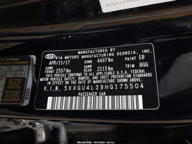 2017 KIA OPTIMA 5XXGU4L39HG175504 Photo 8