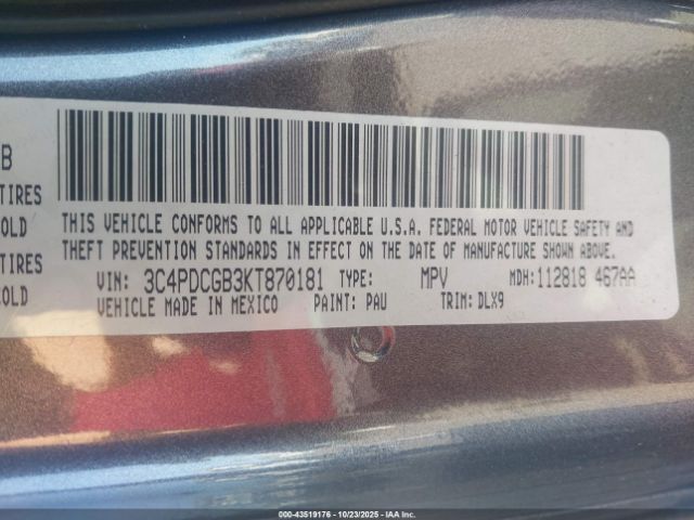 2019 DODGE JOURNEY 3C4PDCGB3KT870181 Photo 8