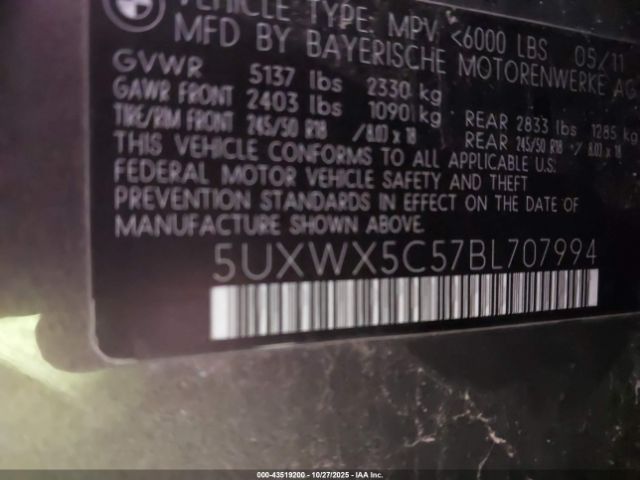 2011 BMW X3 5UXWX5C57BL707994 Photo 8