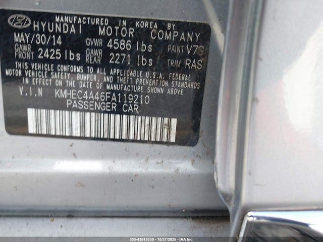 Hyundai Sonata Hybrid Limited 2015 KMHEC4A46FA119210 Image 9