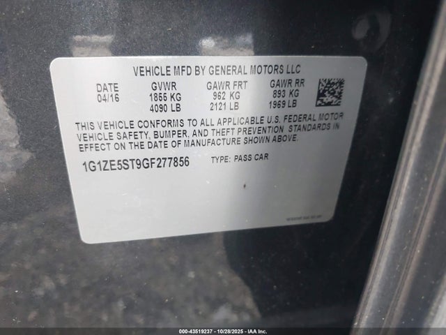 1G1ZE5ST9GF277856 Chevrolet MALIBU 1LT