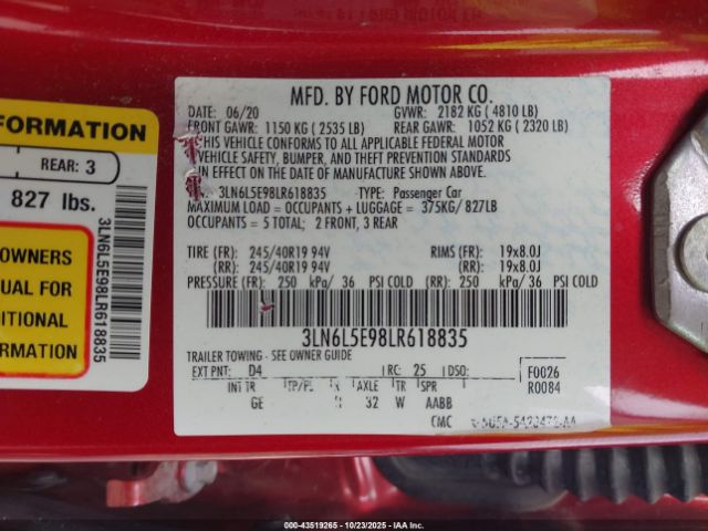 2020 LINCOLN MKZ 3LN6L5E98LR618835 Photo 8