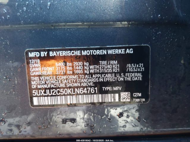 2019 BMW X5 5UXJU2C50KLN64761 Photo 8