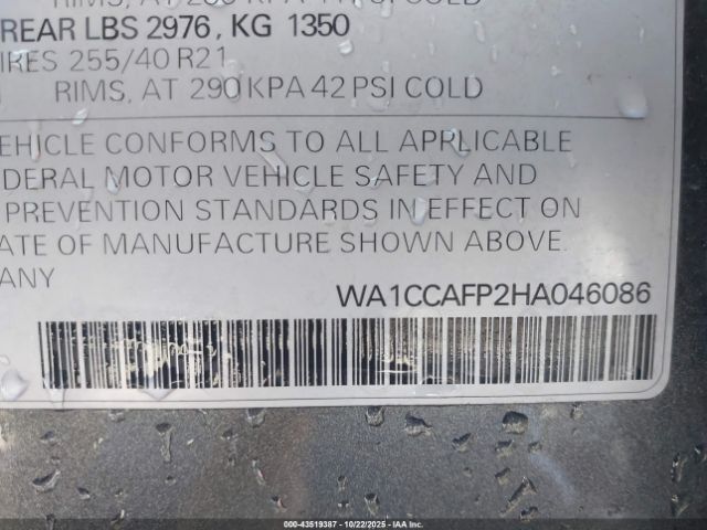 2017 AUDI SQ5 WA1CCAFP2HA046086 Photo 8