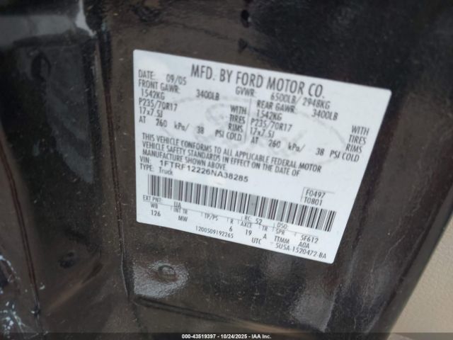 2006 FORD F-150 1FTRF12226NA38285 Photo 8