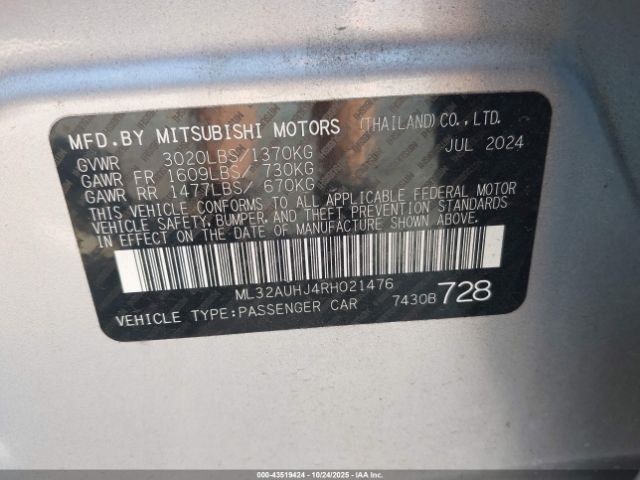2024 MITSUBISHI MIRAGE ML32AUHJ4RH021476 Photo 8