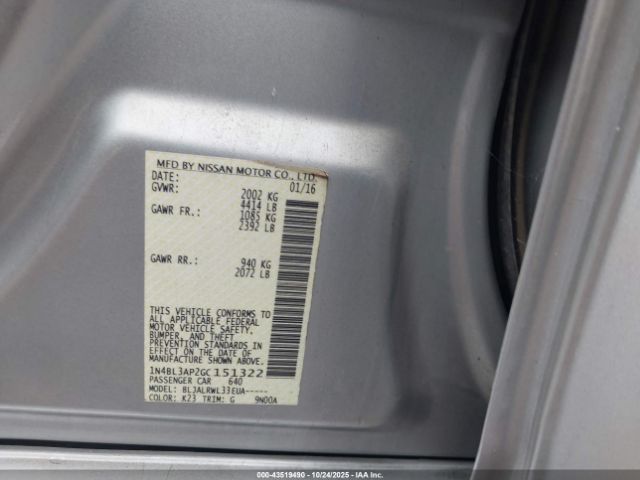 2016 NISSAN ALTIMA 1N4BL3AP2GC151322 Photo 8