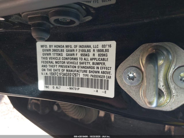 19XFC1F34GE012971 Honda Civic Ex-t